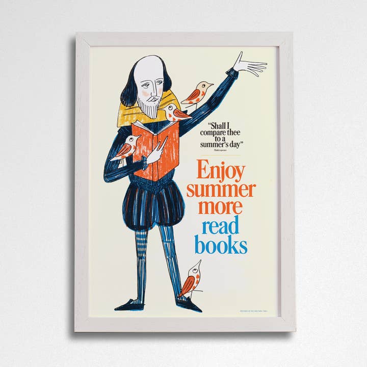 Enjoy Summer More, Read Books - Shakespeare Book Print for wholesale by Bookishly (No US Import Fees)