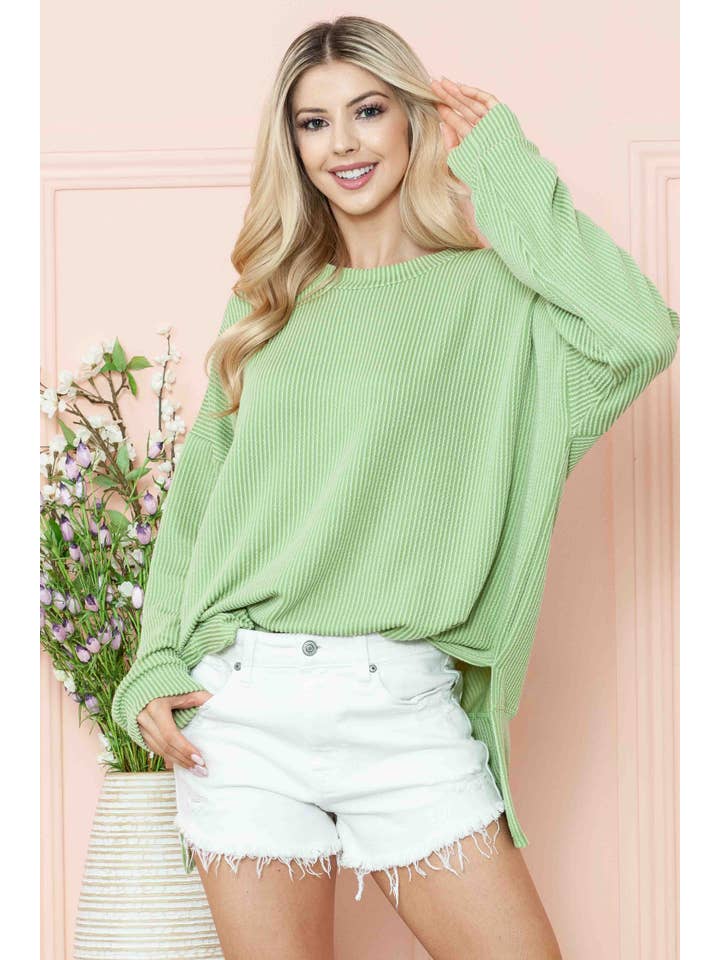 Burgundy Apparel - Vente Sweat-shirt – femme - SWEAT-SHIRT OVERSIZE CÔTELÉ ONDULÉ AVEC FENTE LATÉRALE34