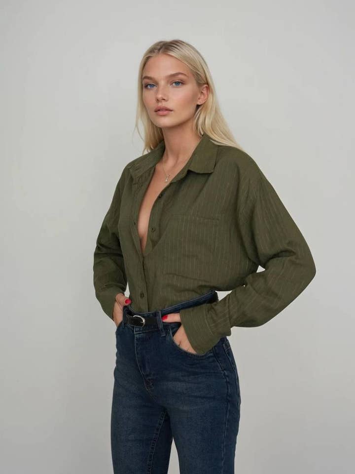 Striped Oversized Shirt for wholesale by Anaz