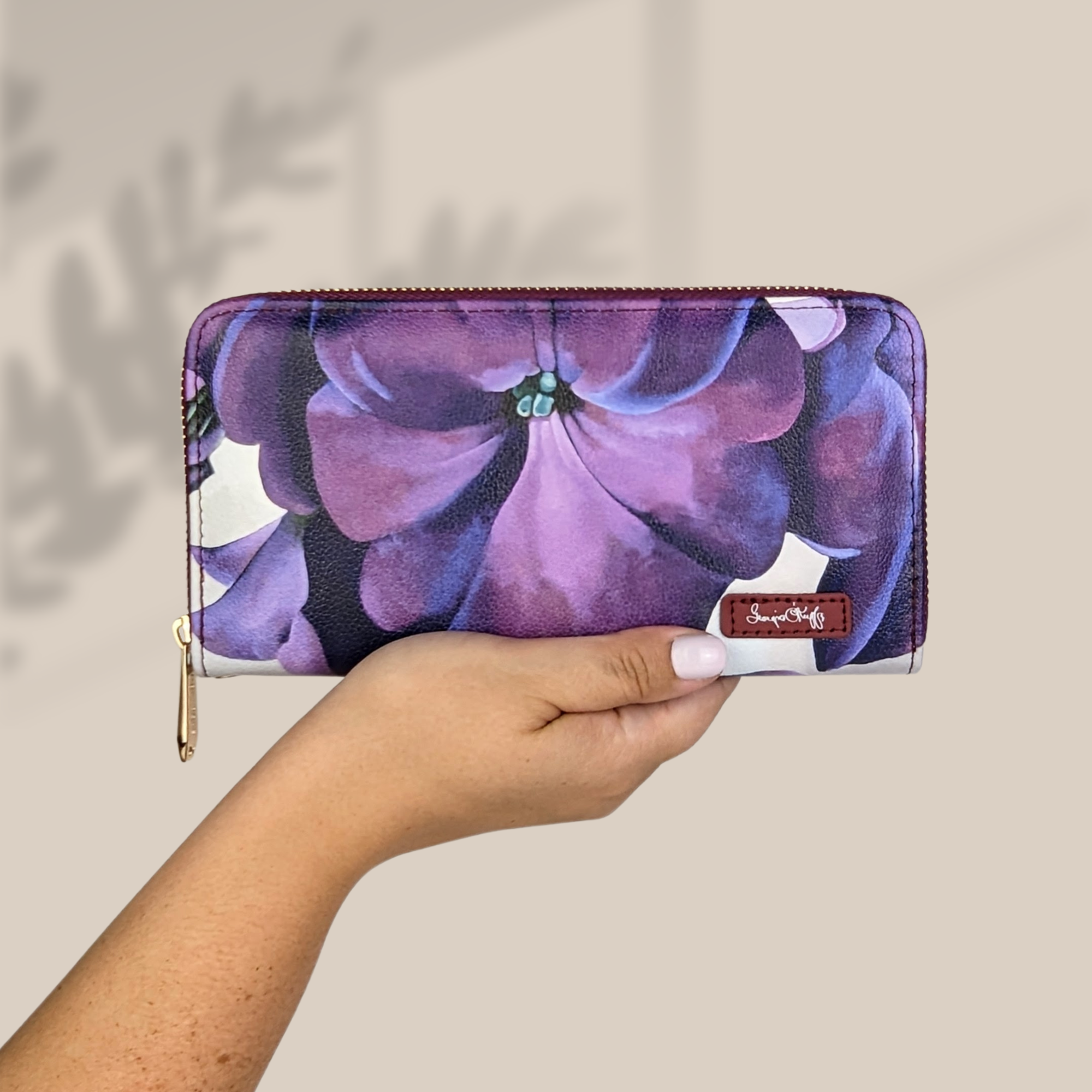 Monarque - Vendita all'ingrosso Portafogli - Donna - Portafoglio da polso floreale Petunia viola-Clutch fiore O'Keeffe3