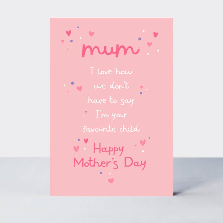 Petimo – wholesale Mother’s Day card – Your Favourite Child Funny Pink Mother's Day Card