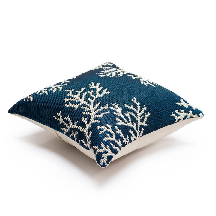 Marina Coral Edge Indoor/Outdoor Pillow Navy for wholesale on Faire1
