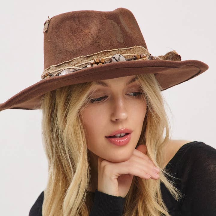 SOMBRERO FEDORA DE VAQUERA VINTAGE VERSÁTIL Y MOLDEABLE W, MH 0239 para venta al por mayor de JOIA ACCESSORIES
