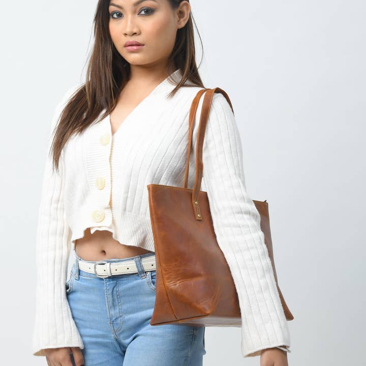 MaheTri LLC - Leather & Lifestyle Goods - Wholesale Tote Bag - Women's - The Kim Tote Bag- Cocoa Brown5