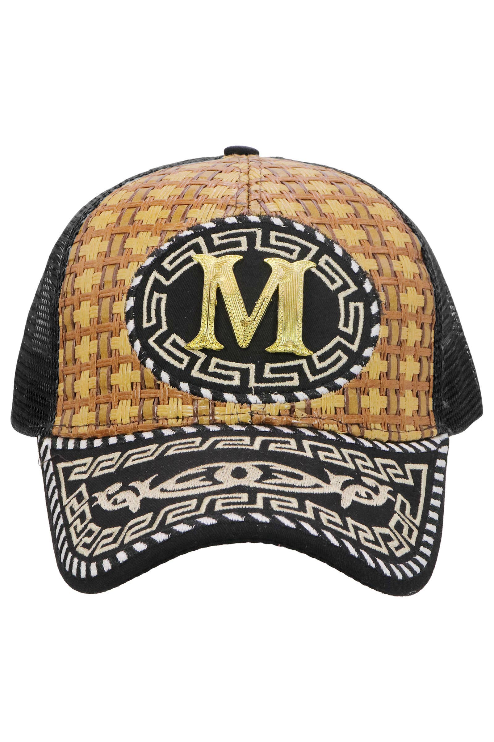 Cap Zone - Wholesale Trucker Hat - Unisex - M Gold Emblem Charra Straw Trucker Hat1