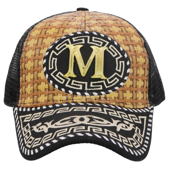 Cap Zone - Wholesale Trucker Hat - Unisex - M Gold Emblem Charra Straw Trucker Hat1