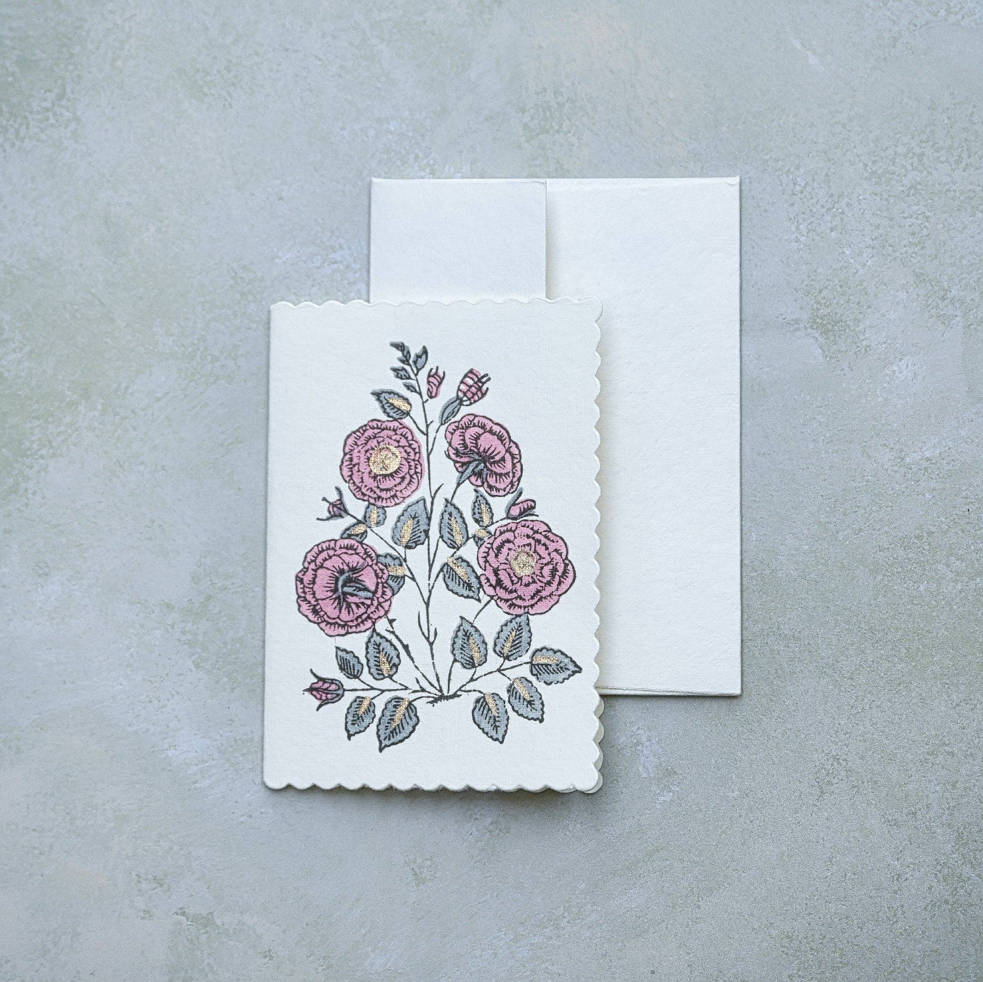 Paper Mirchi – Großhandel Grußkarten für den Alltag – Handblock-gedruckte Grußkarte - Gulab Dusky Pink3