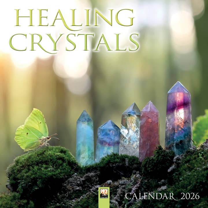 Healing Crystals Wall Calendar 2026 for wholesale by Flame Tree Gift