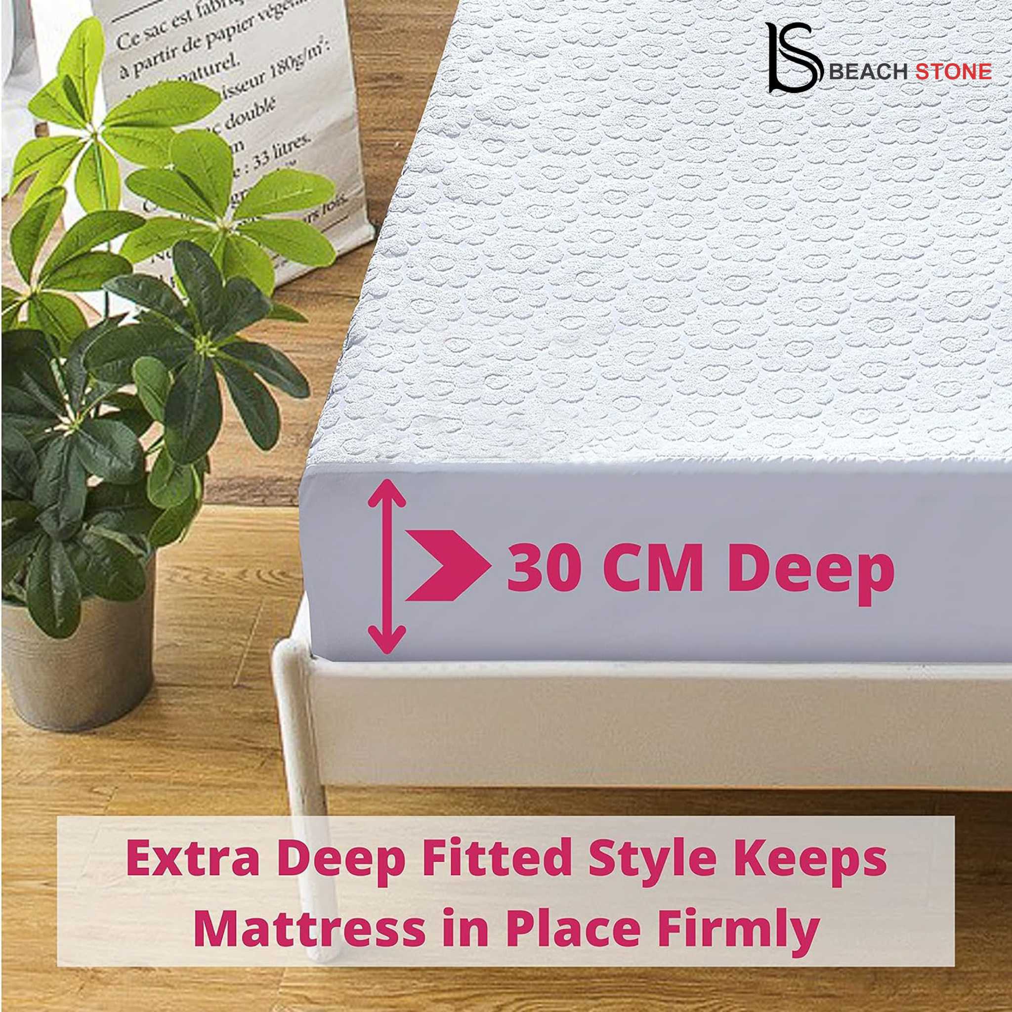 Beach Stone – wholesale Mattress pad/protector – Waterproof king mattress protector - Extra Deep Fitted Terry Towel Bed Sheet Mattress Topper Cover - Machine Washable, Breathable1