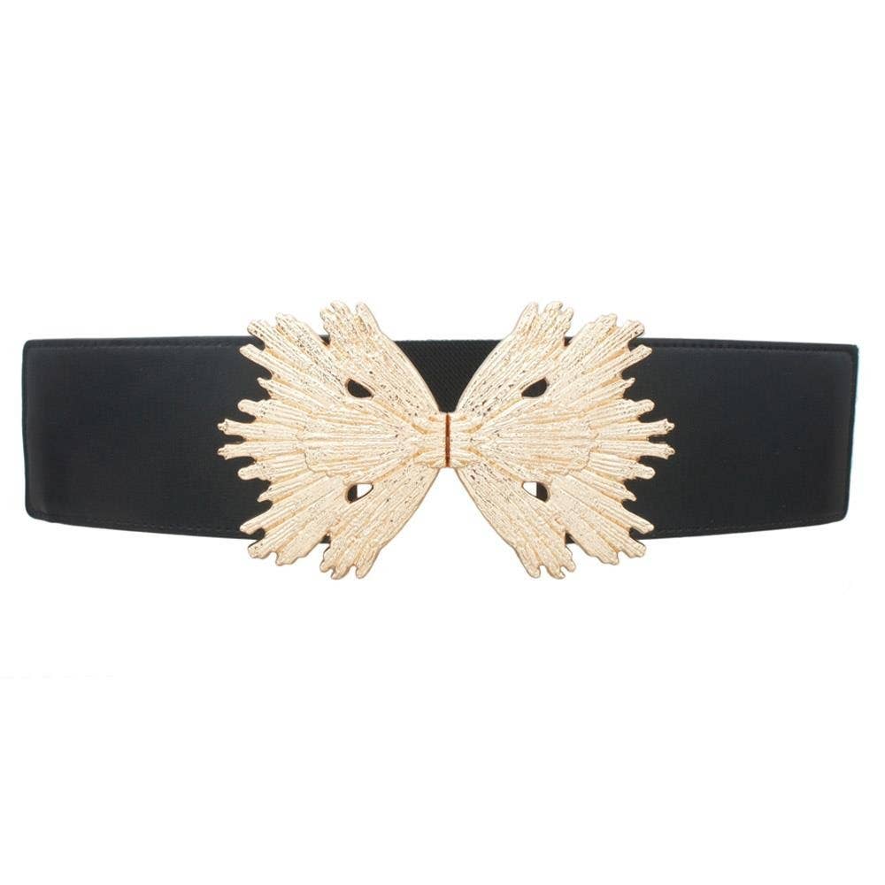 Oblige by G - Wholesale Belt - Women's - Plus Size Gold Bow Elastic Waist Belt  IE-60025PLUS0