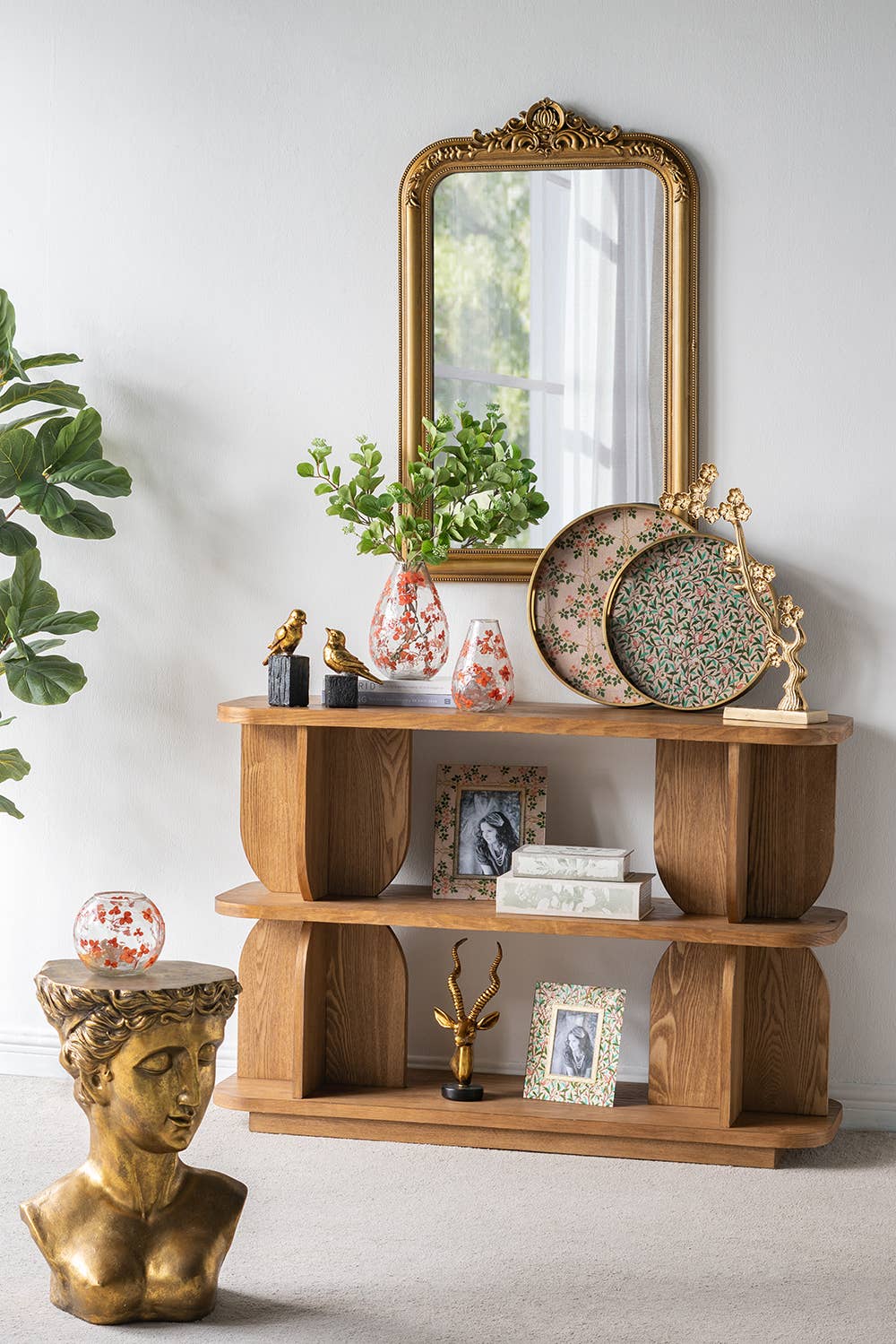 A&B Home Group Inc. - Wholesale Wall Mirror - 23.5x37.5" Arched Wall Mirror w/ Ornate Gold Crest Design2