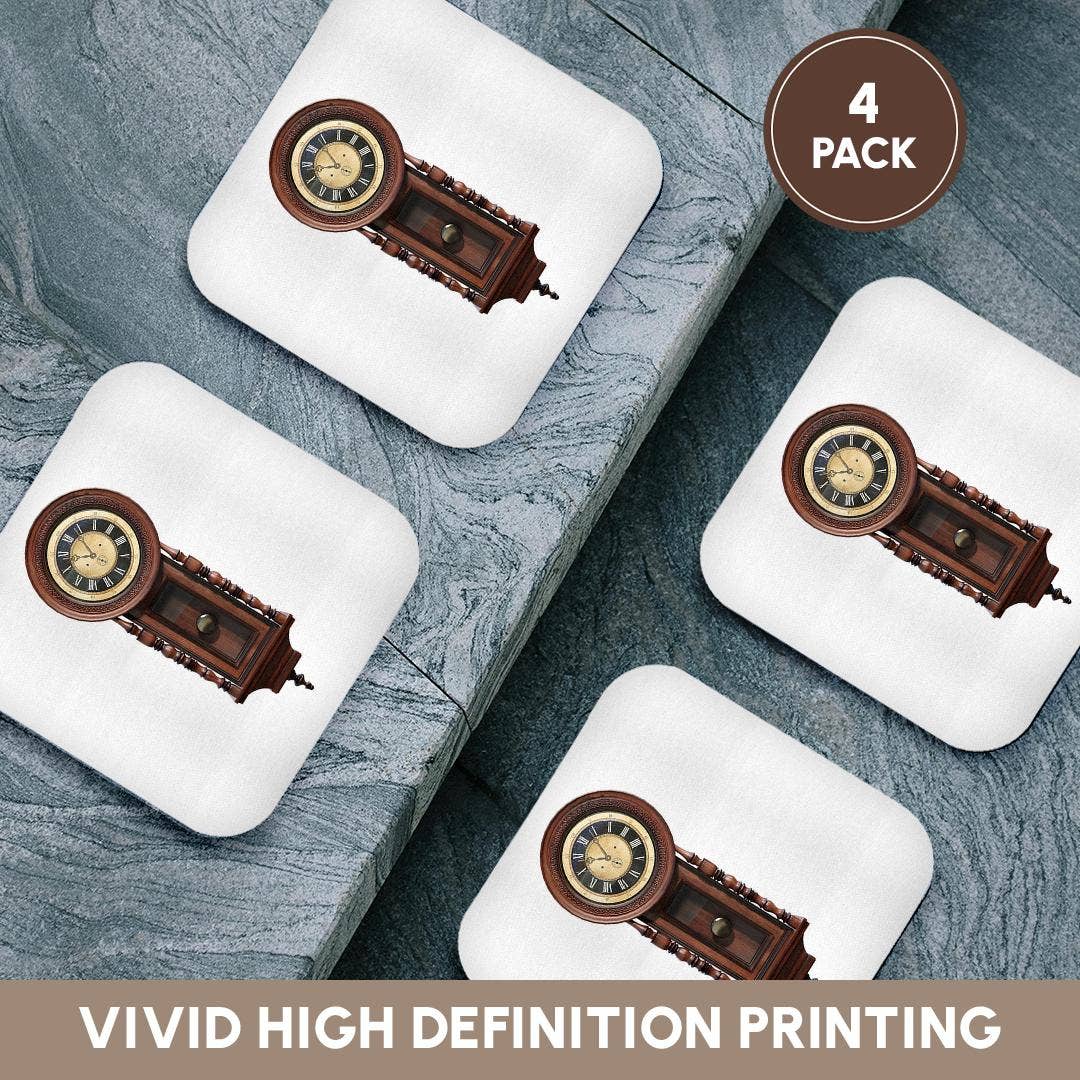 3dRose - Wholesale Coasters - 3dRose, A cherry wood antique clock in thin box form with circular clock top, Coaster12