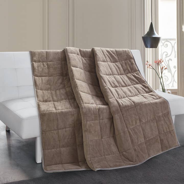 Couverture lestée Thesis avec perles de verre de qualité supérieure - Taupe pour la vente par Thesis