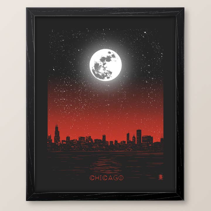Chicago Moon Illinois Print for wholesale by Bozz Prints