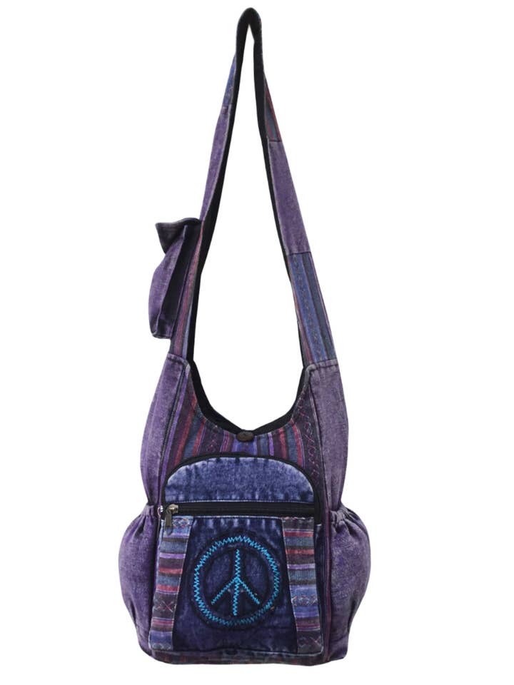 Boho Hippie Peace Sign Tribal Hobo Bag for wholesale by The Collection Royal / Royal Handicrafts
