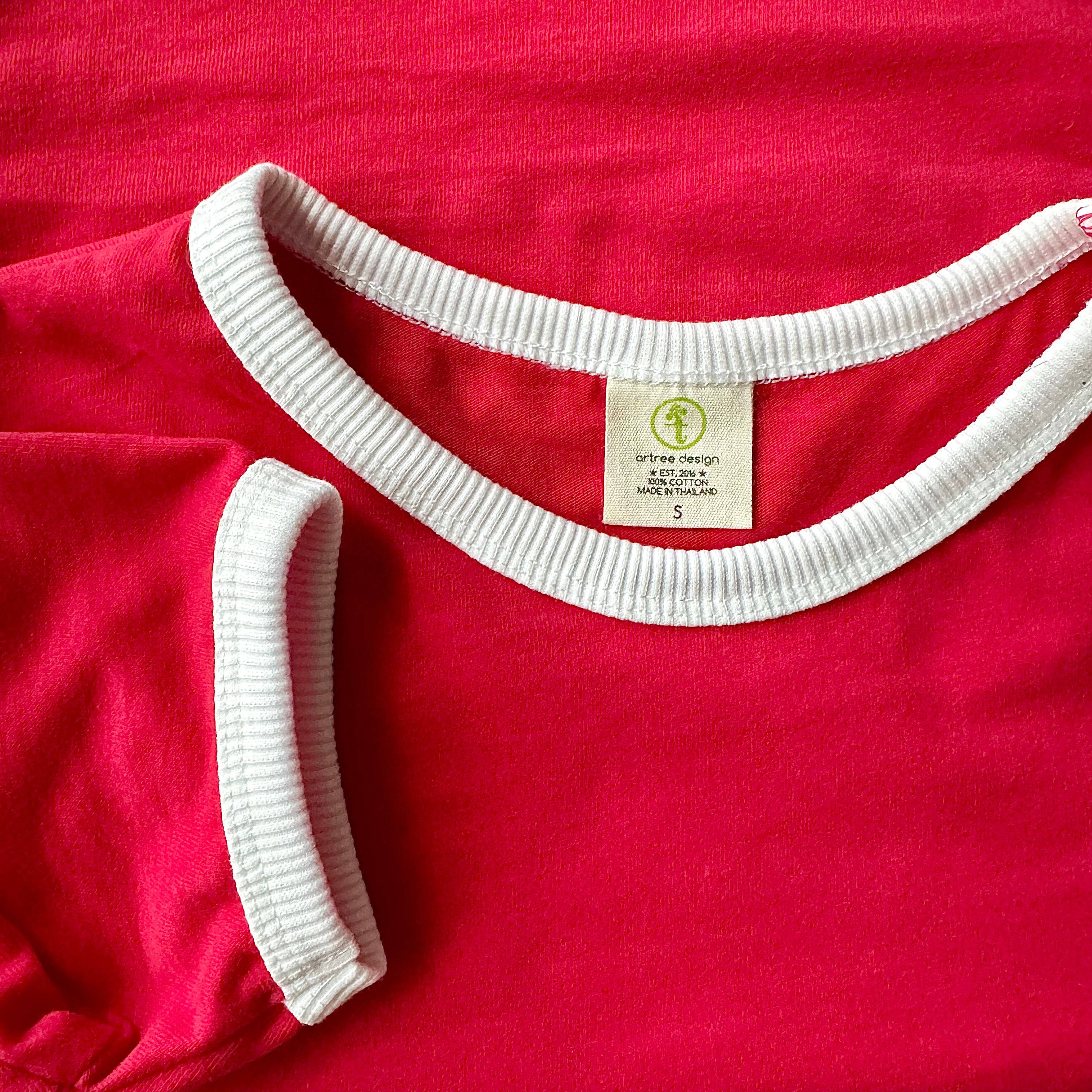 Artree – wholesale T-shirt - Barn – Ringer-T-shirt Blankt Röd Vit Tonårsflickor Figursydd Topp4