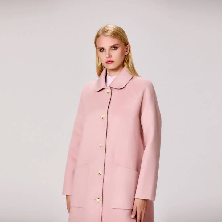 Smart and Joy - Wholesale Coat - Women's - Minimalist wool coat with a round collar14