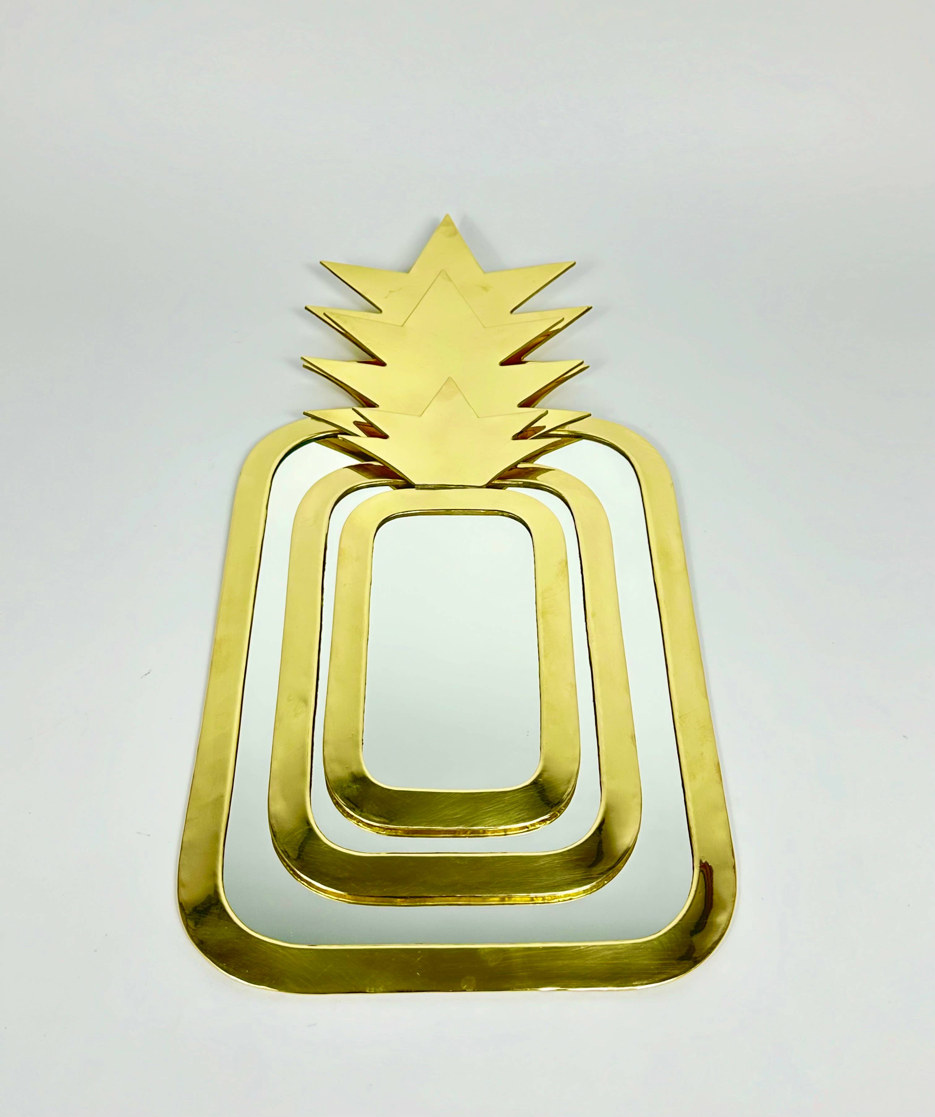 Mikwi - Wholesale Wall Mirror - Set of 3 Moroccan PINEAPPLE Mirrors (Brass),  Wholesale 1