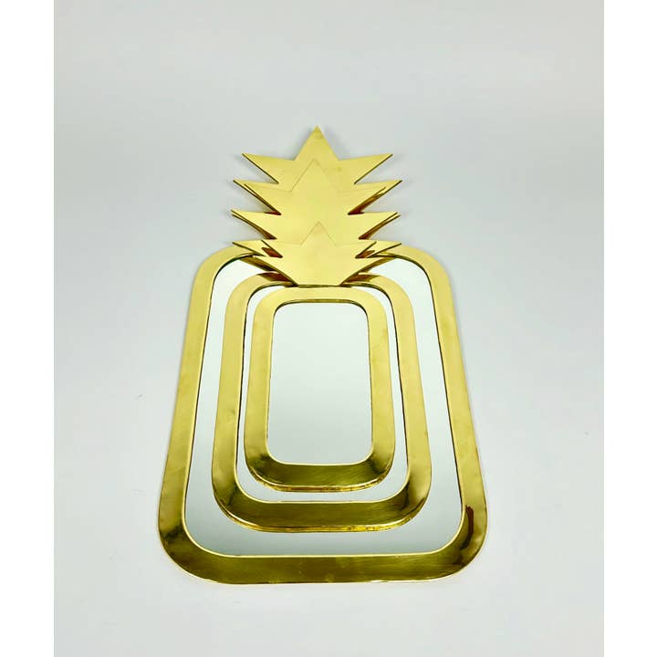 Mikwi - Wholesale Wall Mirror - Set of 3 Moroccan PINEAPPLE Mirrors (Brass), Wholesale 1
