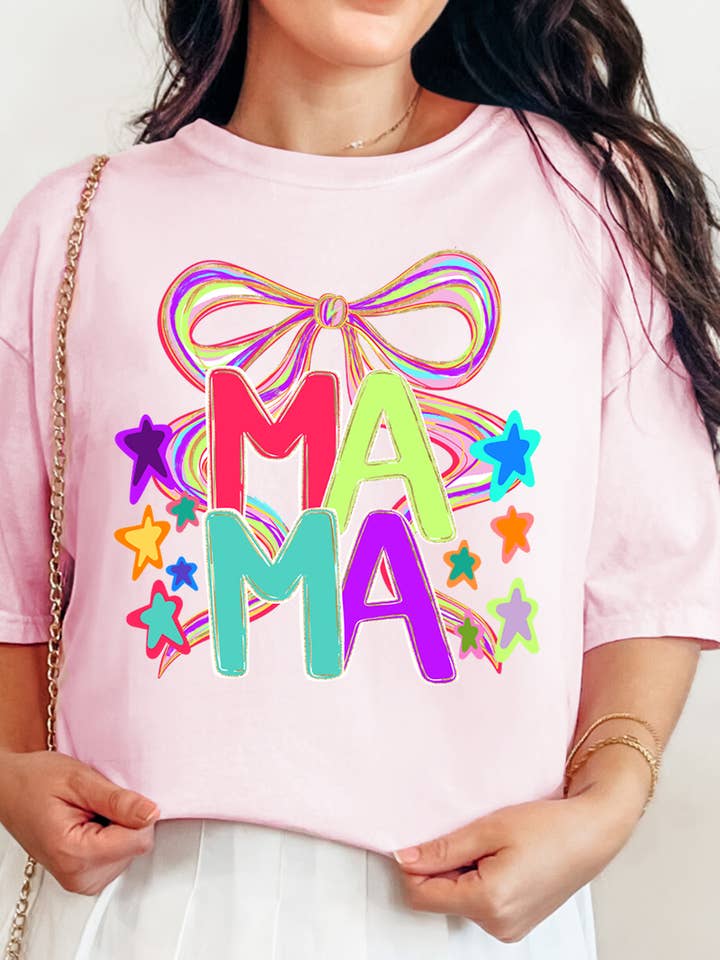Wholesale Accessory Market - Wholesale Screen Printed T-Shirt - Women's - Doodle Stars Mama Comfort Colors Adult Ring-Spun Cotton Tee