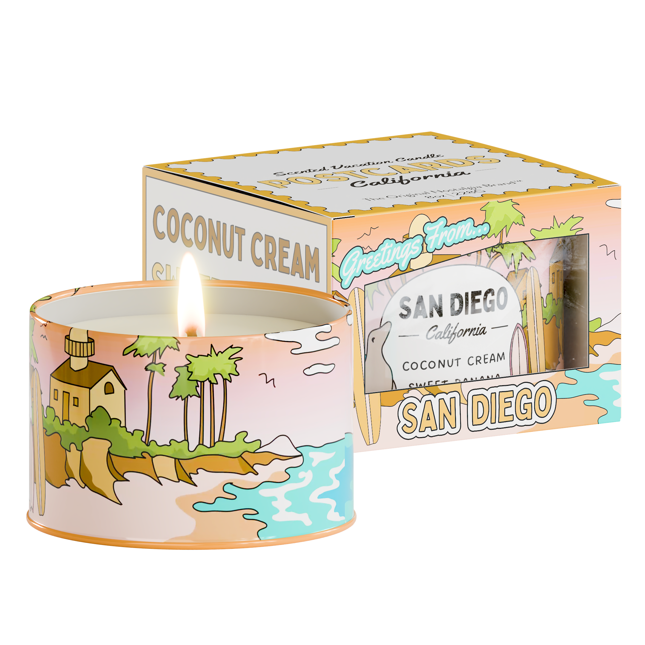 Postcards - Wholesale Jar/Filled Candle - San Diego, California | Scented Destination Candle1