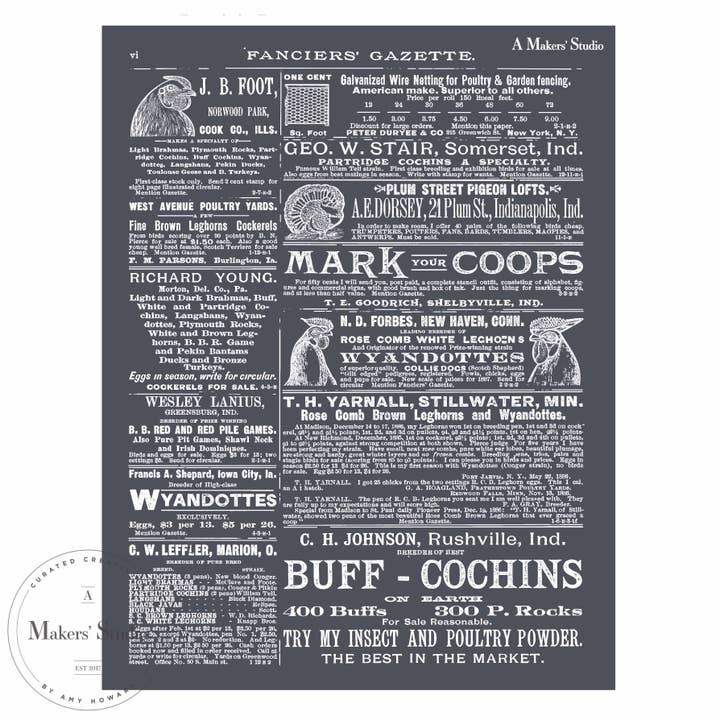 Plantilla de malla para periódico Chicken Farm, 8,5 x 11 para venta al por mayor de A Makers' Studio