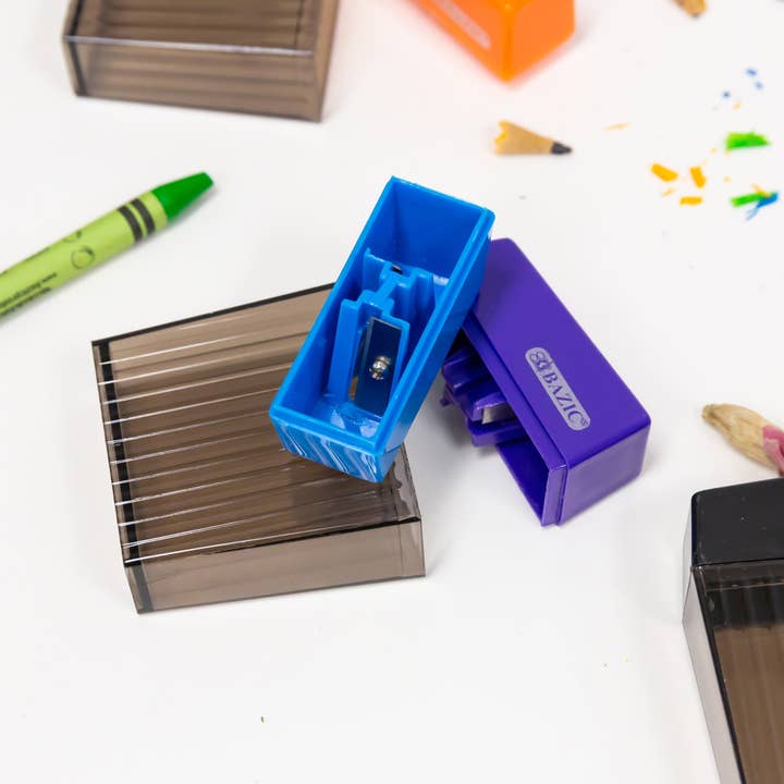 BAZIC Products - Wholesale Pencil Sharpener - Dual Blade Square Sharpener w/ Receptacle