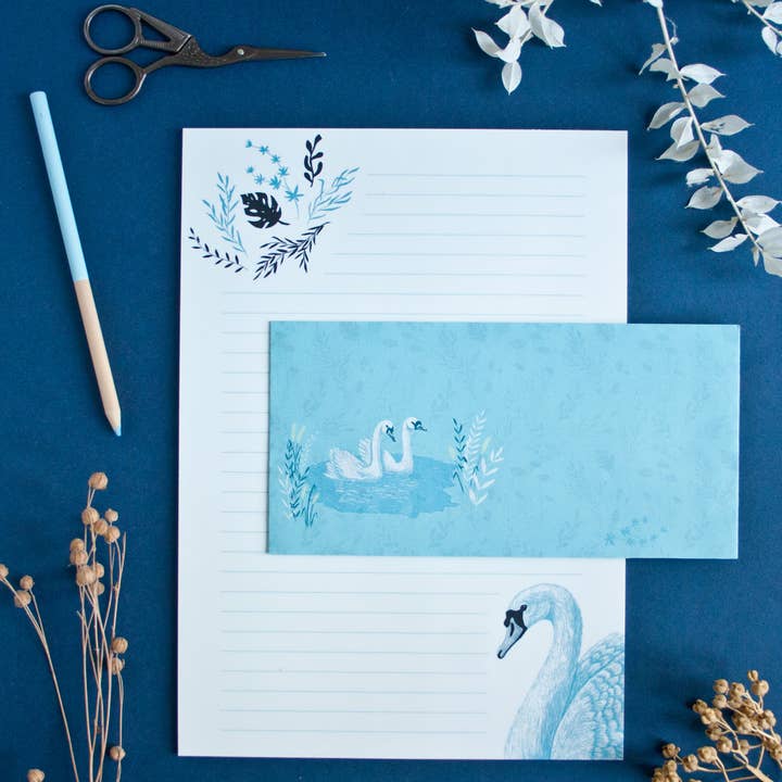 Letterhead Set Swan for wholesale by Katja Rub