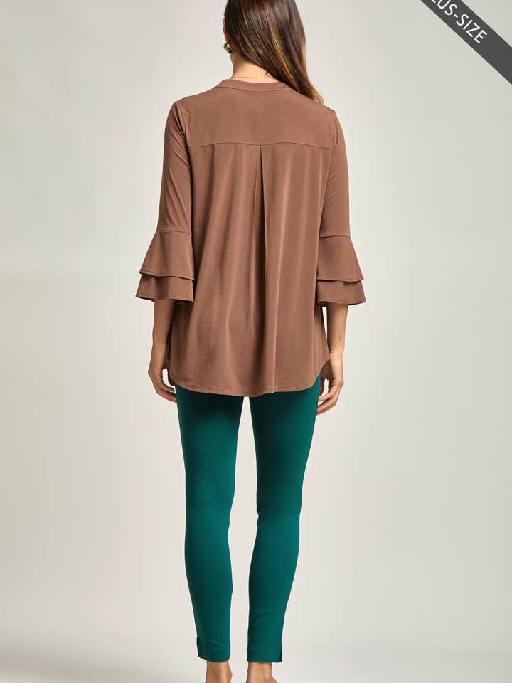 Dear Scarlett - Wholesale Tunic - Women's - PLUS SIZE Solid Color Belled Lizzy Top13