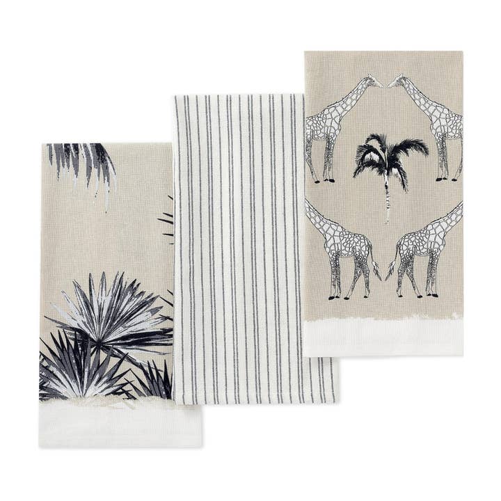 Kitchen Towel, Pack of 3, 100% Cotton, 28" x 18" - Wildlife for wholesale by Folkhomes Global Inc