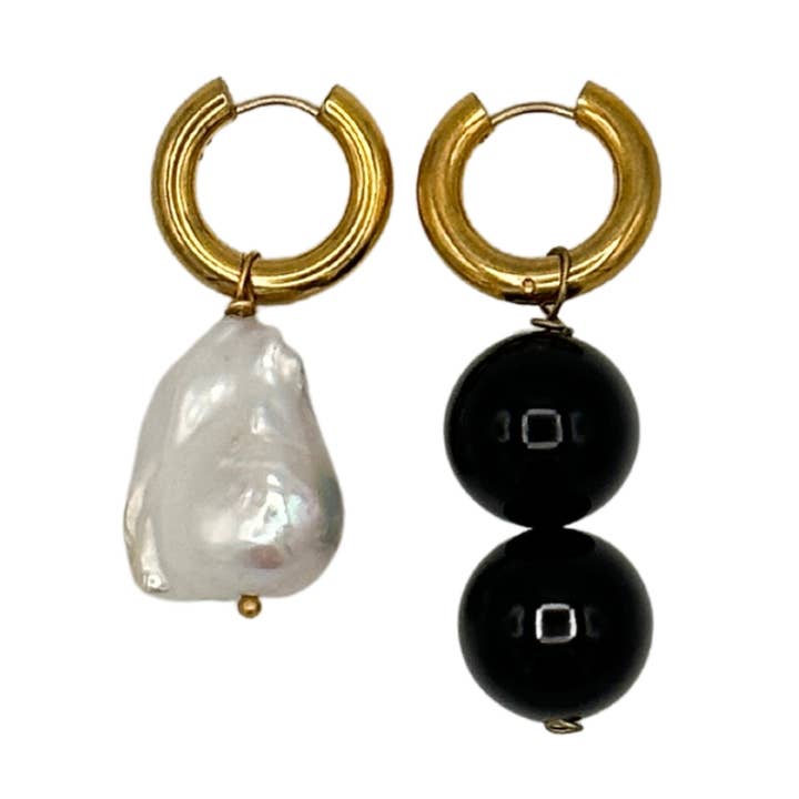 Mix & Match 24K Gold-Plated Beaded Hoops/Bo510 for wholesale by Timeless Pearly