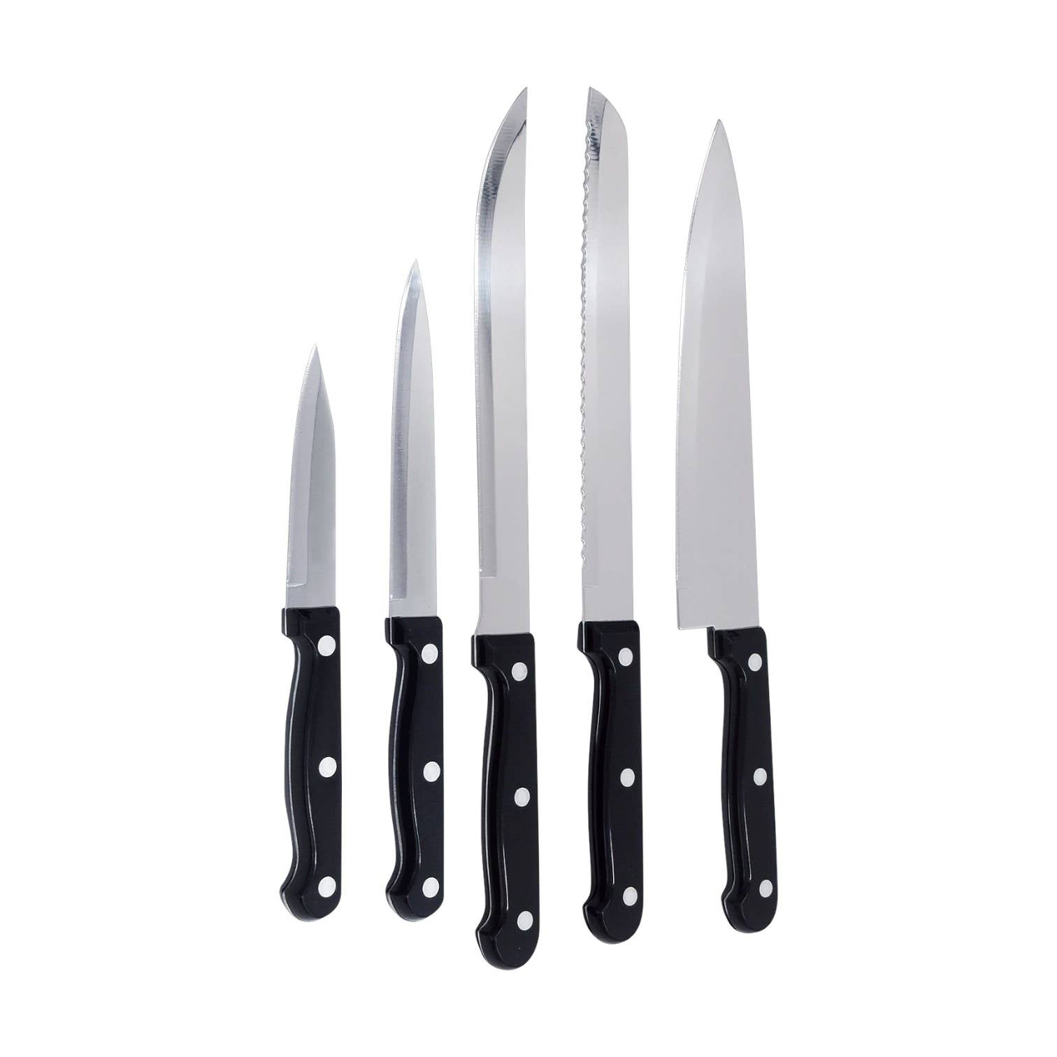 Black Hell's Kitchen 5-Piece Knife Set with Block for wholesale on Faire2