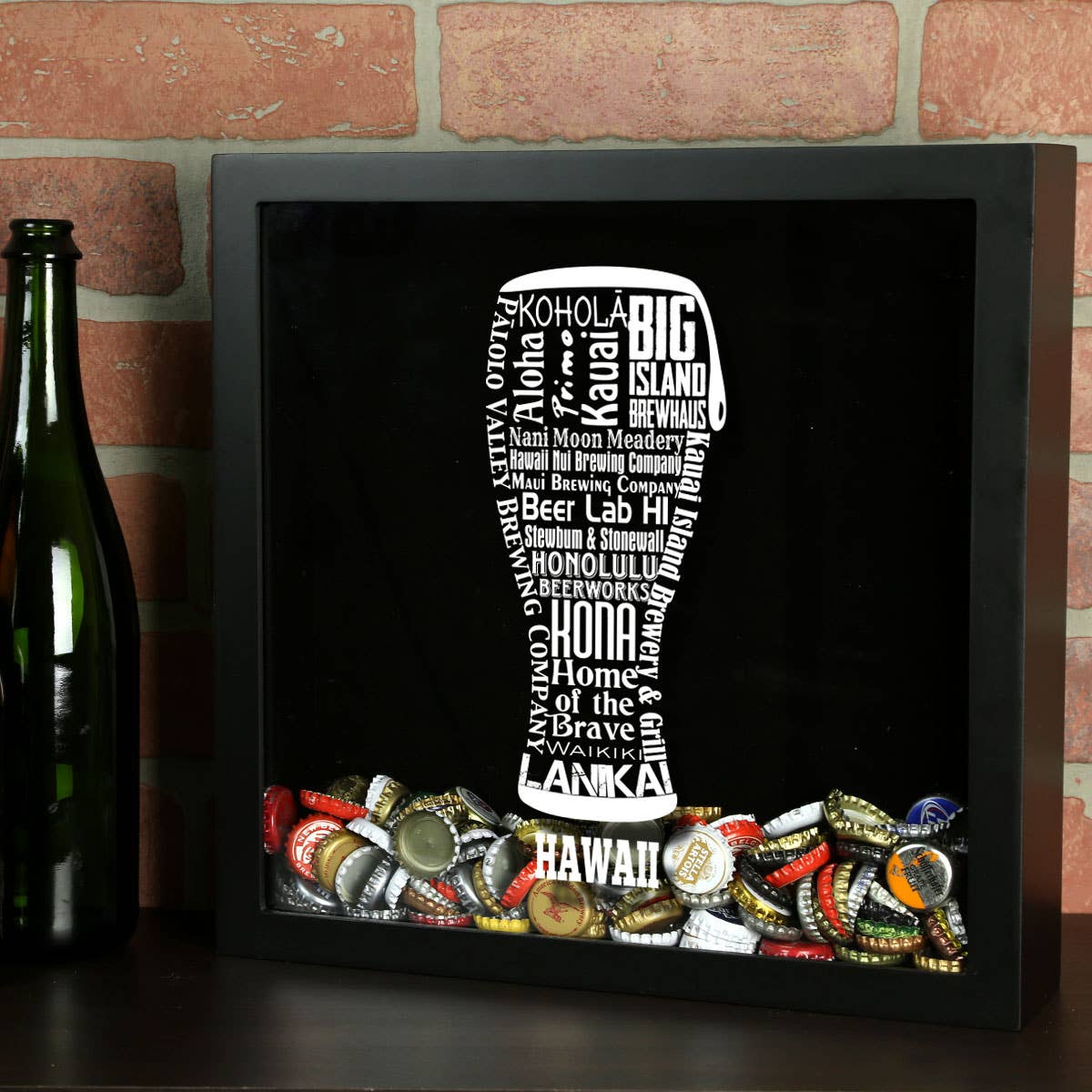 Torched Products - Vendita all'ingrosso Decorazione da parete 3D - State Beer Cap Shadow Box, nero, tipografia della birra artigianale58