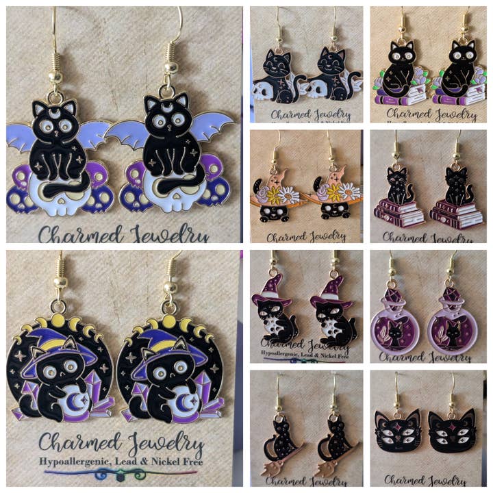 Con-Quest Crafts - Wholesale Individual Charm/Pendant - Witches, Black Cats, Magical and Spooky Accessories