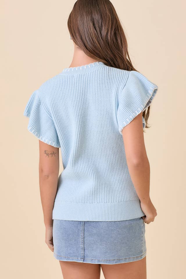 Main Strip - Wholesale Knit Sweater - Women's - Weaved Ribbon Bow Detail Sweater Knit Top