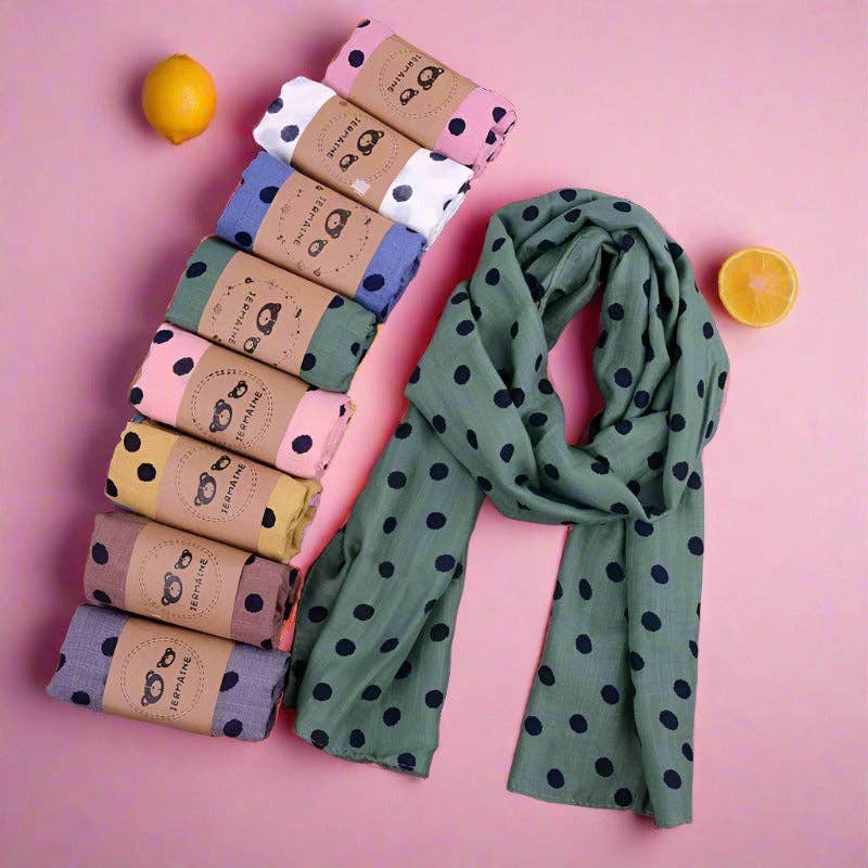 KiddieKickz - Wholesale Scarf - Kids - Children's Printed Dot Cotton and Hemp Warm Scarf9