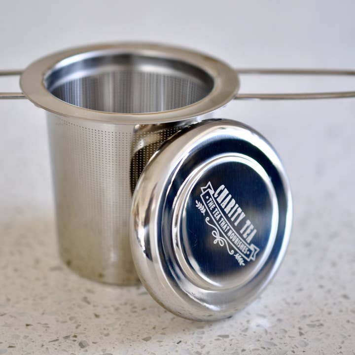 Charity Tea - Wholesale Tea strainer/infuser - Charity Tea™ Branded Strainer With Foldable Handles and Lid1
