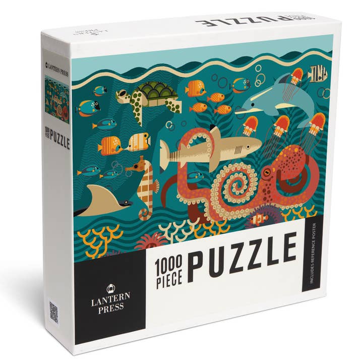 PUZZLE 1000 PIÈCES Vie marine, Géométrique pour la vente par Lantern Press