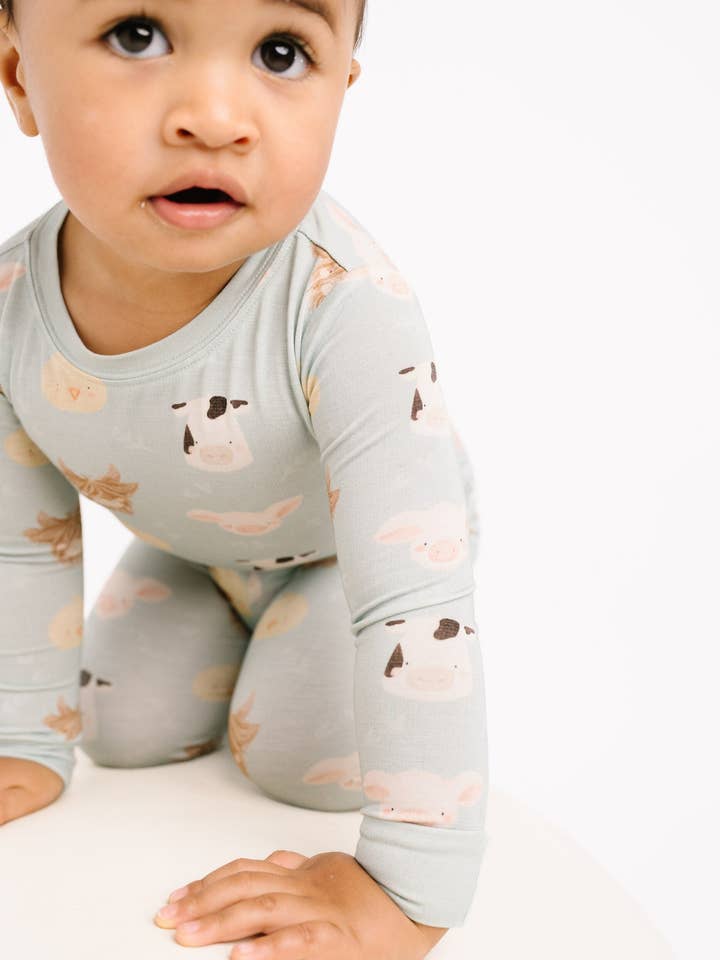 Little One Shop - Wholesale Top & Pant Set - Kids - Happy Farm Bamboo Set2