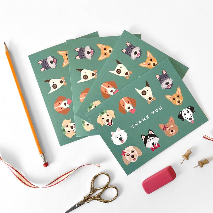 Thankful Dogs "Thank You" Notecard Set for wholesale by Poppy & Lou