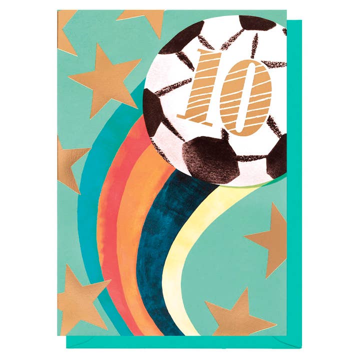 Âge 10 Étoiles du Football | Âge Milestone | Carte pour Enfants pour la vente par Louise Tiler