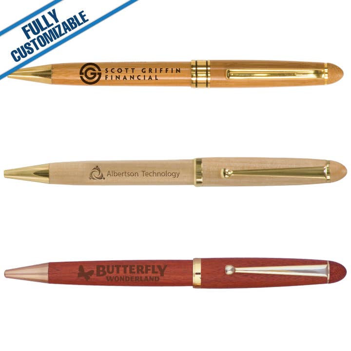 Wide Bamboo/Maple/Rosewood Pen - Fully Customizable for wholesale by GiftWorksPlus