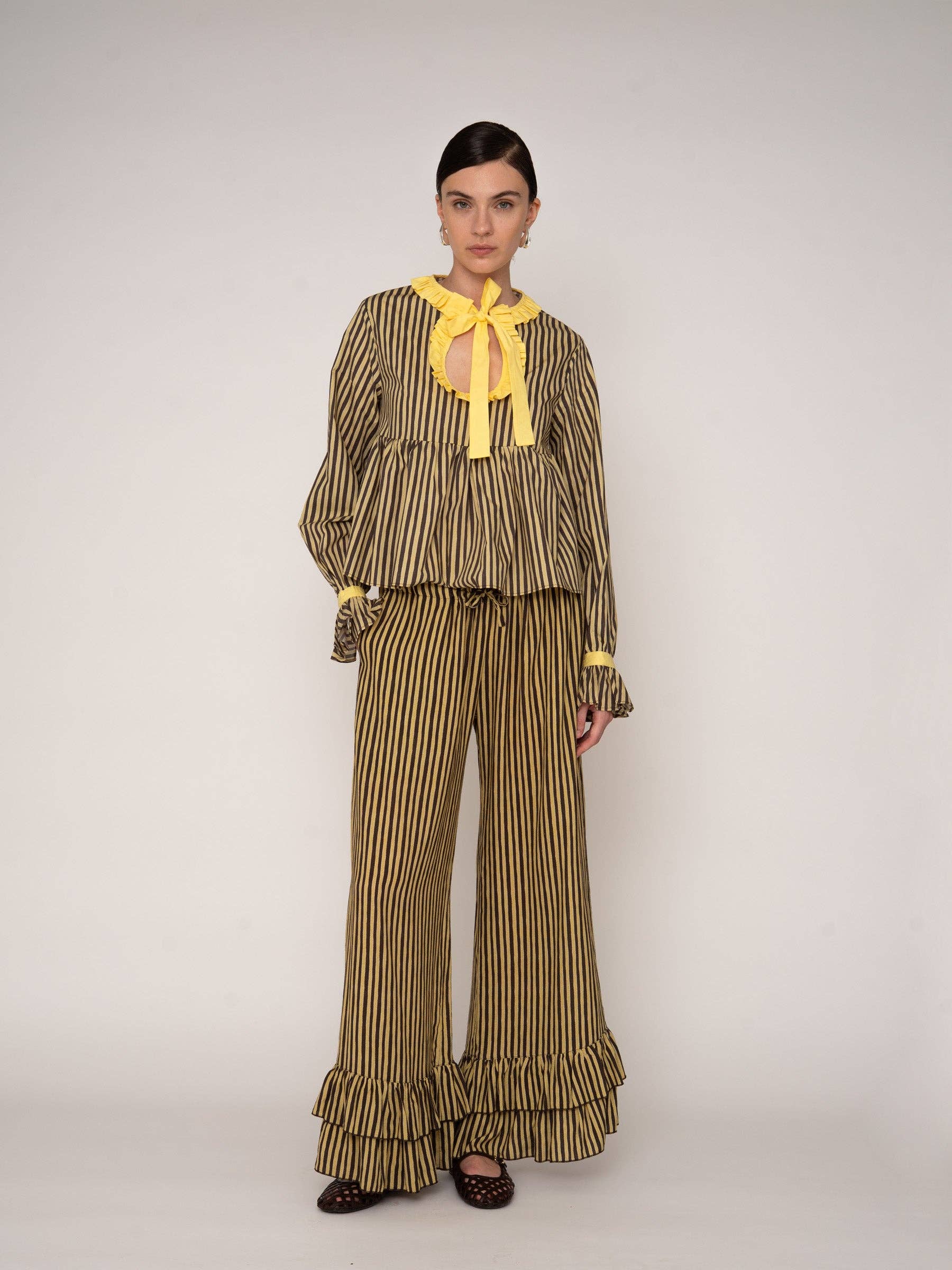 CARMEN SAYS - Wholesale Blouse - Women's - Blusa Amarilla a Rayas con Estrellas6