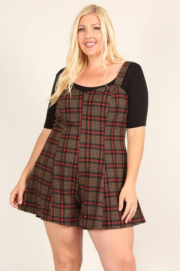 Noir Barboteuse à carreaux grande taille - WG17545-RP en vente sur Faire