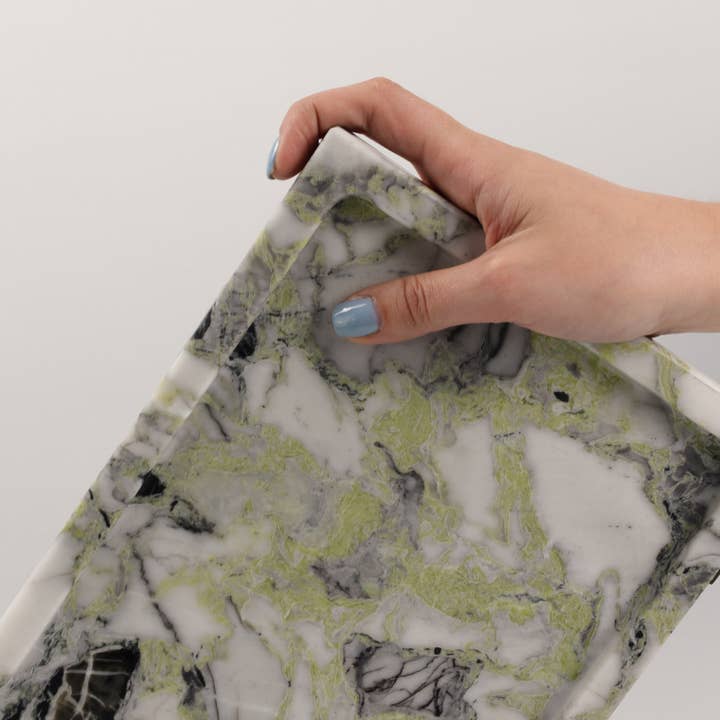 PIETRA DI CASA - Wholesale Decorative Tray - Marble Tray PAPA ALANA in Ice Jade|3