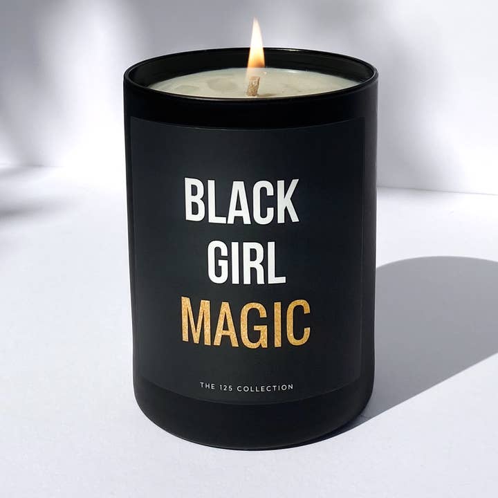 The 125 Collection - Wholesale Jar/Filled Candle - Black Girl Magic: 12 oz Matte Black Glass Soy Candle2