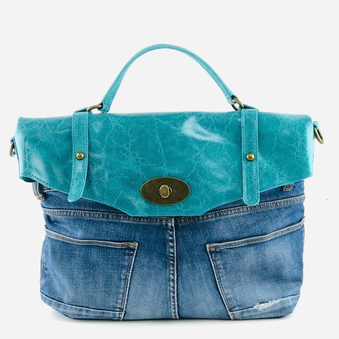 MILANO AMOUR - Wholesale Top Handle Bag - Women's - POSTINA LEONARDO VINTAGE DENIM PATTA SHINYLAMB COVER0