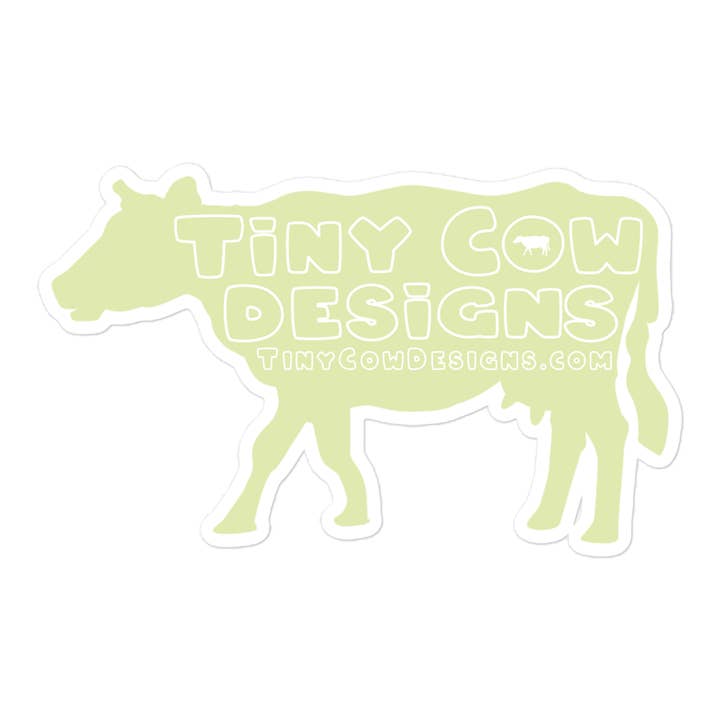 "Moo Merch" Cow Sticker - Green for wholesale by Tiny Cow Designs