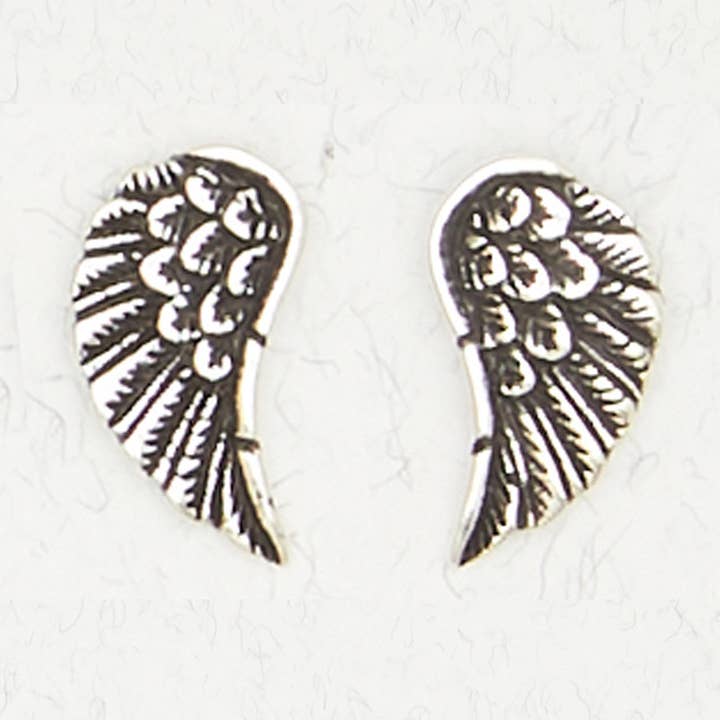 Sterling Silver Ear Studs - Angel Wings for wholesale by Nirvana LLC
