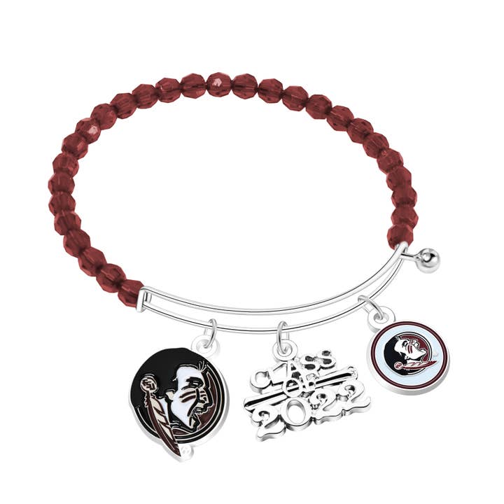Bracelet à breloques avec logo NCAA Florida State Seminoles Graduate 3 pour la vente par Simran International